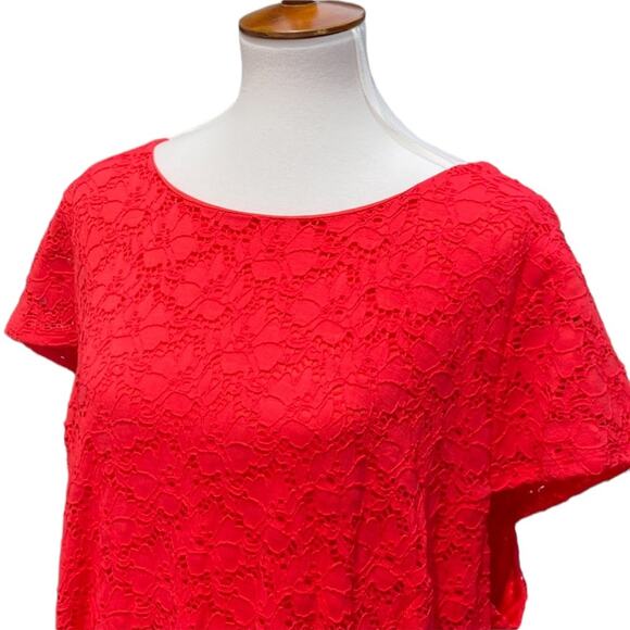 Alfani Dress 22W Lace Plus Size Party Dress Stretch Coral Boho fruit punch - Picture 2 of 12